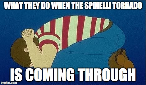 tornado drill | WHAT THEY DO WHEN THE SPINELLI TORNADO; IS COMING THROUGH | image tagged in tornado drill | made w/ Imgflip meme maker