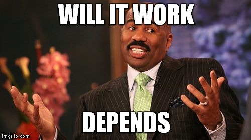WILL IT WORK DEPENDS | image tagged in memes,steve harvey | made w/ Imgflip meme maker