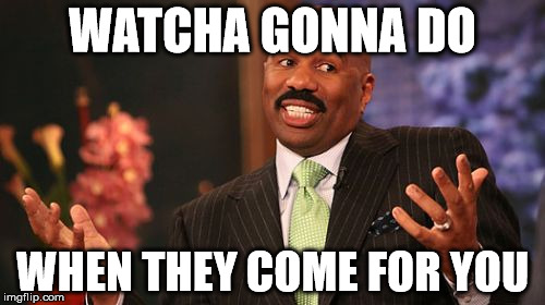 Steve Harvey | WATCHA GONNA DO; WHEN THEY COME FOR YOU | image tagged in memes,steve harvey | made w/ Imgflip meme maker