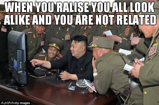 kim jong un's computer  | WHEN YOU RALISE YOU ALL LOOK ALIKE AND YOU ARE NOT RELATED | image tagged in kim jong un's computer | made w/ Imgflip meme maker