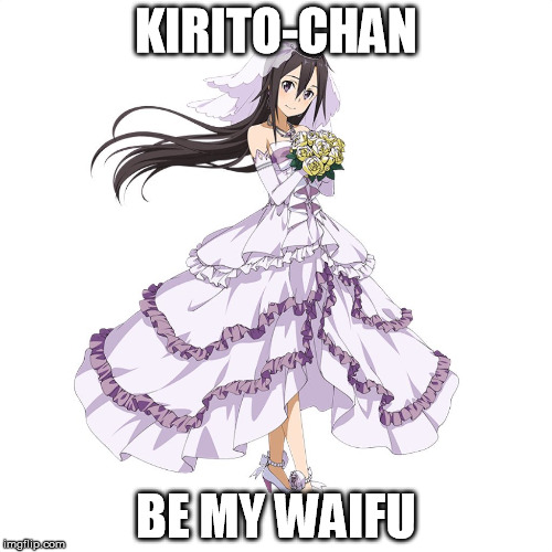 Kirito the Bride | KIRITO-CHAN; BE MY WAIFU | image tagged in sword art online,kirito,trap,waifu,yaoi | made w/ Imgflip meme maker