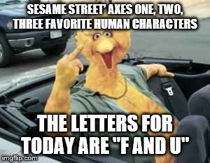 Big Bird Bird | SESAME STREET’ AXES ONE, TWO, THREE FAVORITE HUMAN CHARACTERS; THE LETTERS FOR TODAY ARE "F AND U" | image tagged in big bird bird | made w/ Imgflip meme maker