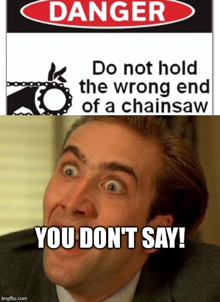 Really? | YOU DON'T SAY! | image tagged in you don't say,chainsaw | made w/ Imgflip meme maker