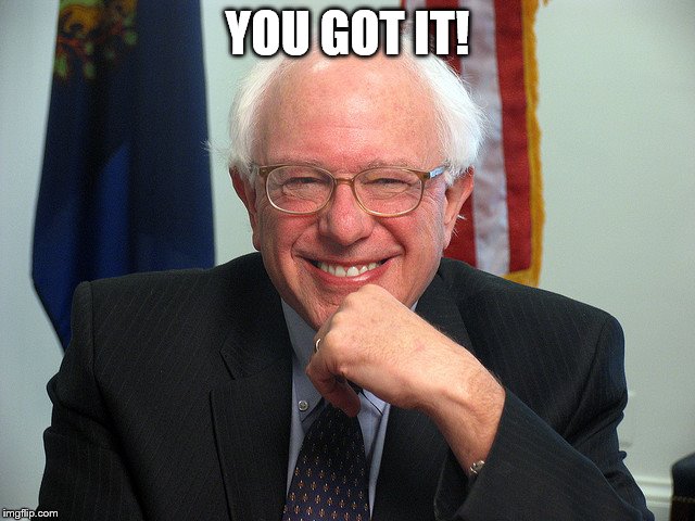 Bernie Sanders | YOU GOT IT! | image tagged in bernie sanders | made w/ Imgflip meme maker