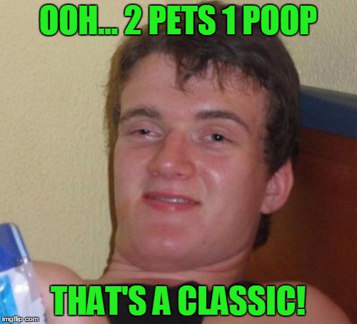 10 Guy Meme | OOH... 2 PETS 1 POOP THAT'S A CLASSIC! | image tagged in memes,10 guy | made w/ Imgflip meme maker