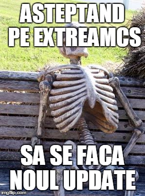 Waiting Skeleton Meme | ASTEPTAND PE EXTREAMCS; SA SE FACA NOUL UPDATE | image tagged in memes,waiting skeleton | made w/ Imgflip meme maker