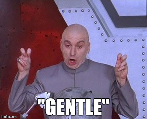 Dr Evil Laser Meme | "GENTLE" | image tagged in memes,dr evil laser | made w/ Imgflip meme maker