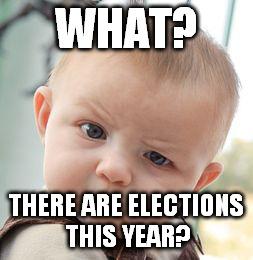 Skeptical Baby Meme | WHAT? THERE ARE ELECTIONS THIS YEAR? | image tagged in memes,skeptical baby | made w/ Imgflip meme maker