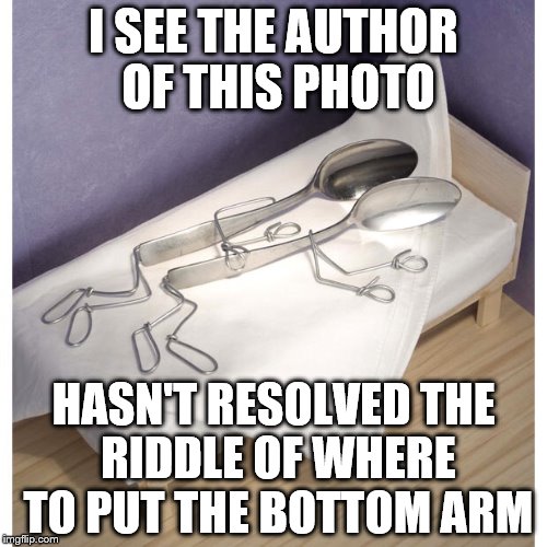 Spooning | I SEE THE AUTHOR OF THIS PHOTO; HASN'T RESOLVED THE RIDDLE OF WHERE TO PUT THE BOTTOM ARM | image tagged in spooning | made w/ Imgflip meme maker