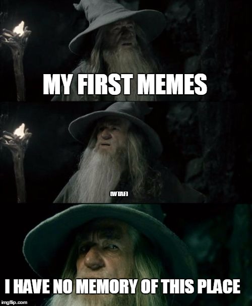 Confused Gandalf Meme | MY FIRST MEMES; (WTAF); I HAVE NO MEMORY OF THIS PLACE | image tagged in memes,confused gandalf | made w/ Imgflip meme maker