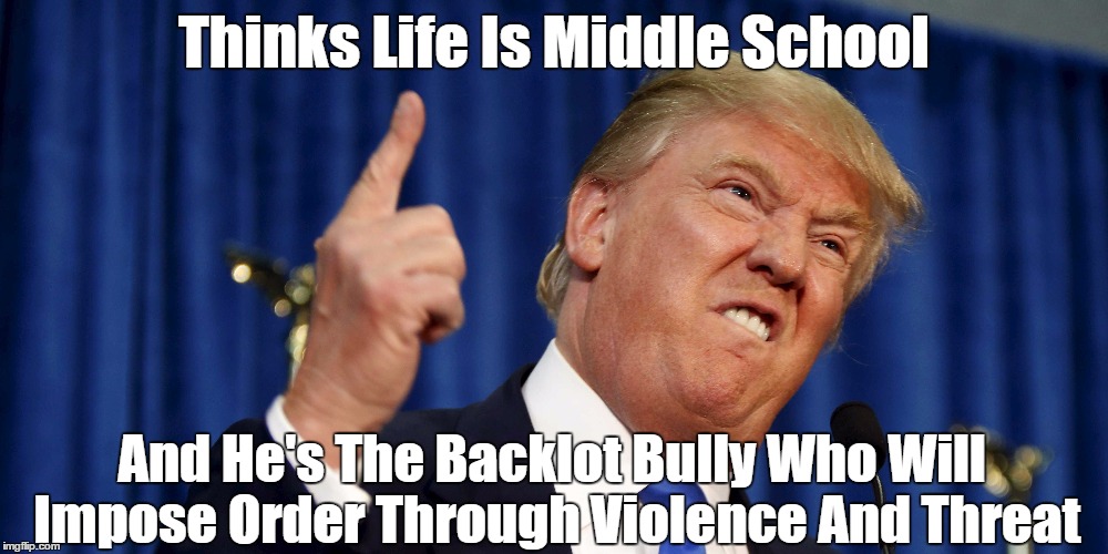 Thinks Life Is Middle School And He's The Backlot Bully Who Will Impose Order Through Violence And Threat | made w/ Imgflip meme maker
