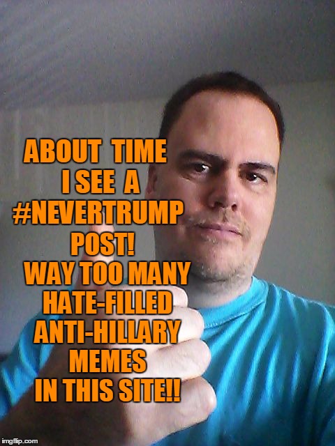 Thumbs up | ABOUT  TIME  I SEE  A  #NEVERTRUMP POST!  WAY TOO MANY HATE-FILLED ANTI-HILLARY MEMES IN THIS SITE!! | image tagged in thumbs up | made w/ Imgflip meme maker