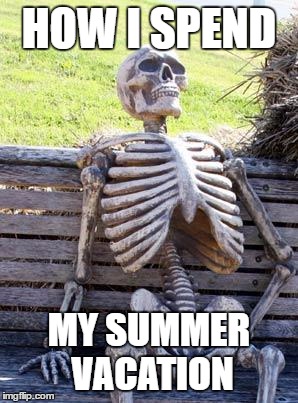 Waiting Skeleton Meme | HOW I SPEND; MY SUMMER VACATION | image tagged in memes,waiting skeleton | made w/ Imgflip meme maker