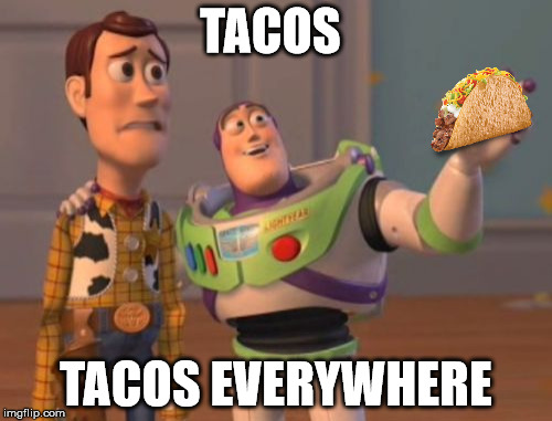 X, X Everywhere Meme | TACOS; TACOS EVERYWHERE | image tagged in memes,x x everywhere,tacos,funny | made w/ Imgflip meme maker