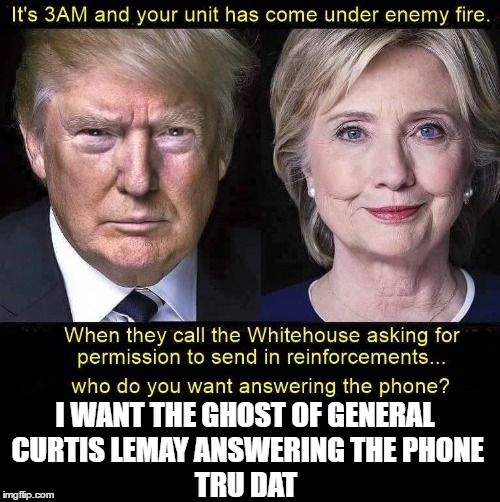 Who Do I Want on the Phone? | I WANT THE GHOST OF GENERAL CURTIS LEMAY ANSWERING THE PHONE; TRU DAT | image tagged in funny meme,politics,political,armed forces,military | made w/ Imgflip meme maker