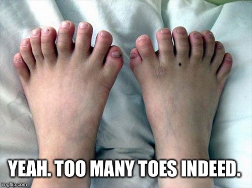 YEAH. TOO MANY TOES INDEED. | made w/ Imgflip meme maker