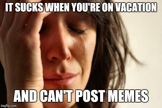 First World Problems | IT SUCKS WHEN YOU'RE ON VACATION; AND CAN'T POST MEMES | image tagged in memes,first world problems | made w/ Imgflip meme maker