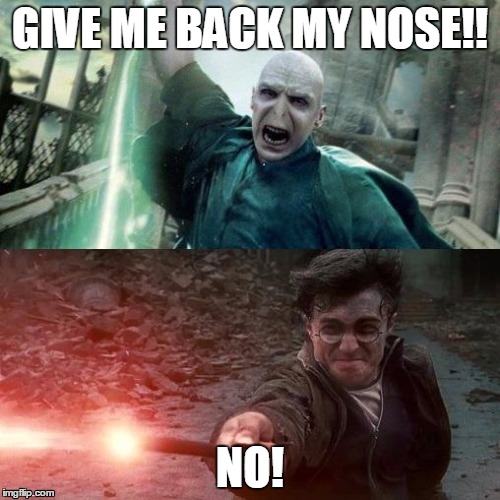 Harry Potter meme | GIVE ME BACK MY NOSE!! NO! | image tagged in harry potter meme | made w/ Imgflip meme maker