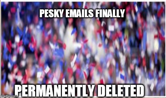 Pesky Emails | PESKY EMAILS FINALLY; PERMANENTLY DELETED | image tagged in funny | made w/ Imgflip meme maker