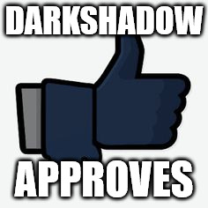 DARKSHADOW; APPROVES | image tagged in thumbs up | made w/ Imgflip meme maker