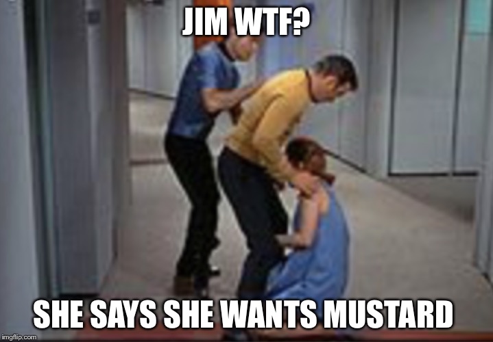 Job promotion | JIM WTF? SHE SAYS SHE WANTS MUSTARD | image tagged in job promotion | made w/ Imgflip meme maker