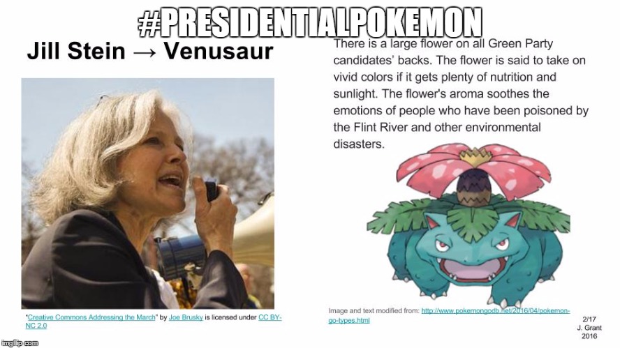 #PRESIDENTIALPOKEMON | image tagged in jill stein pokemon | made w/ Imgflip meme maker