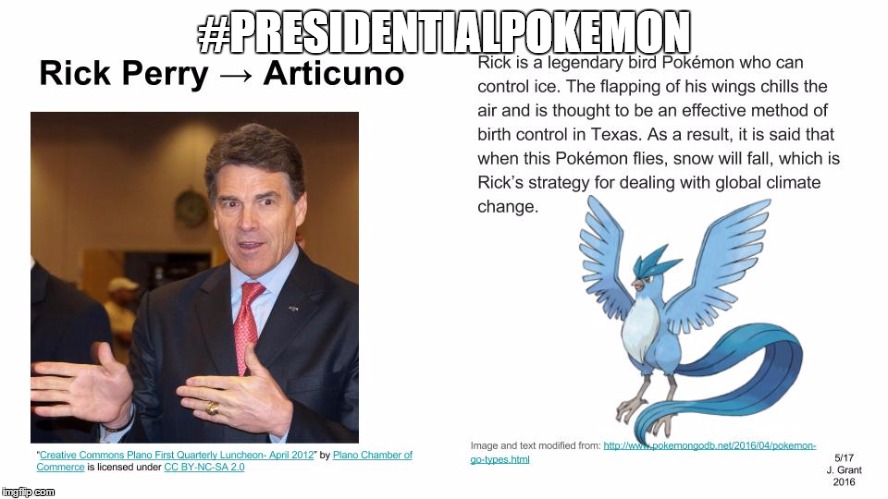 #PRESIDENTIALPOKEMON | image tagged in pokemon rick perry | made w/ Imgflip meme maker
