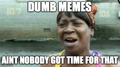 Ain't Nobody Got Time For That Meme | DUMB MEMES AINT NOBODY GOT TIME FOR THAT | image tagged in memes,aint nobody got time for that | made w/ Imgflip meme maker