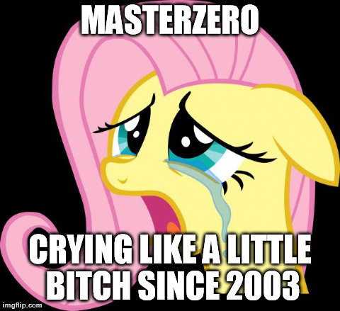 MASTERZERO CRYING LIKE A LITTLE B**CH SINCE 2003 | image tagged in fluttershy crying | made w/ Imgflip meme maker