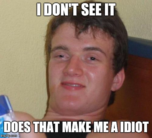 10 Guy Meme | I DON'T SEE IT DOES THAT MAKE ME A IDIOT | image tagged in memes,10 guy | made w/ Imgflip meme maker