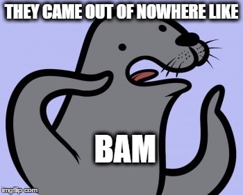 Homophobic Seal Meme | THEY CAME OUT OF NOWHERE LIKE; BAM | image tagged in memes,homophobic seal | made w/ Imgflip meme maker