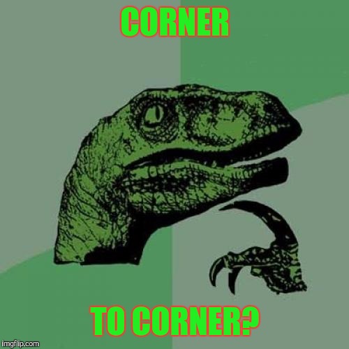 Philosoraptor Meme | CORNER TO CORNER? | image tagged in memes,philosoraptor | made w/ Imgflip meme maker