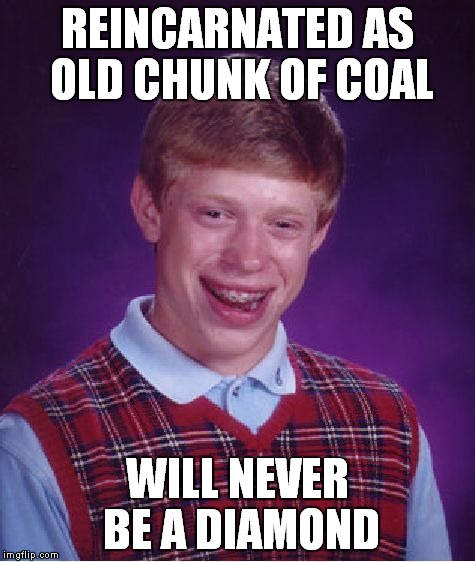 Bad Luck Brian Meme | REINCARNATED AS OLD CHUNK OF COAL WILL NEVER BE A DIAMOND | image tagged in memes,bad luck brian | made w/ Imgflip meme maker