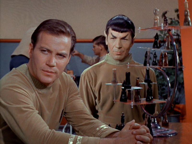 Kirk and Spock play chess Blank Meme Template