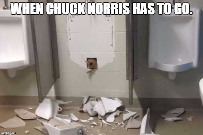 WHEN CHUCK NORRIS HAS TO GO. | image tagged in chuck norris | made w/ Imgflip meme maker