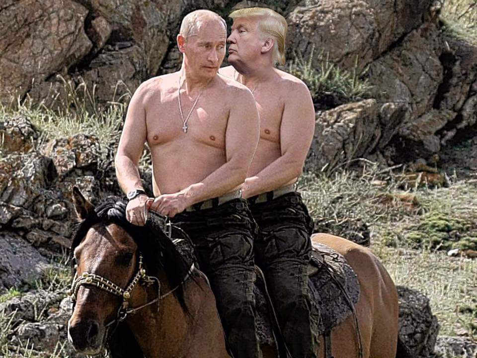 High Quality Putin Trump on Horse Blank Meme Template