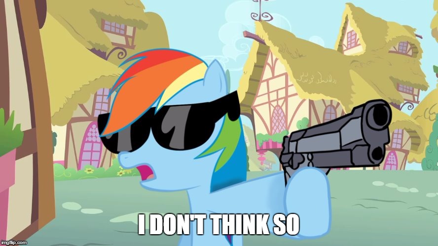 I DON'T THINK SO | image tagged in rainbow dash say that again | made w/ Imgflip meme maker
