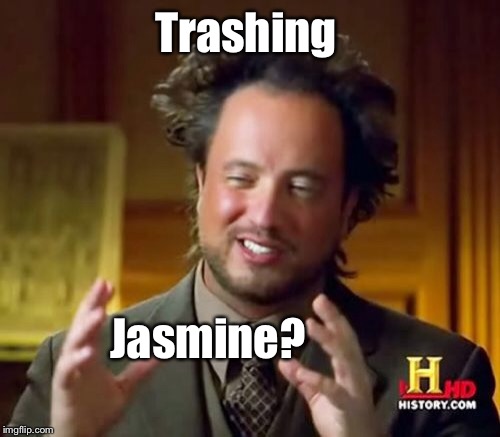 Ancient Aliens Meme | Trashing Jasmine? | image tagged in memes,ancient aliens | made w/ Imgflip meme maker