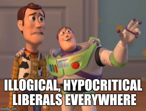 X, X Everywhere Meme | ILLOGICAL, HYPOCRITICAL LIBERALS EVERYWHERE | image tagged in memes,x x everywhere | made w/ Imgflip meme maker