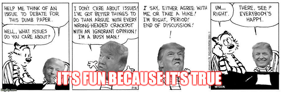 Trump | IT'S FUN BECAUSE IT'S TRUE | image tagged in trump 2016,nevertrump | made w/ Imgflip meme maker