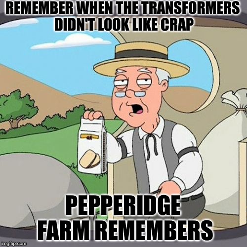 Pepperidge Farm Remembers Meme | REMEMBER WHEN THE TRANSFORMERS DIDN'T LOOK LIKE CRAP; PEPPERIDGE FARM REMEMBERS | image tagged in memes,pepperidge farm remembers | made w/ Imgflip meme maker