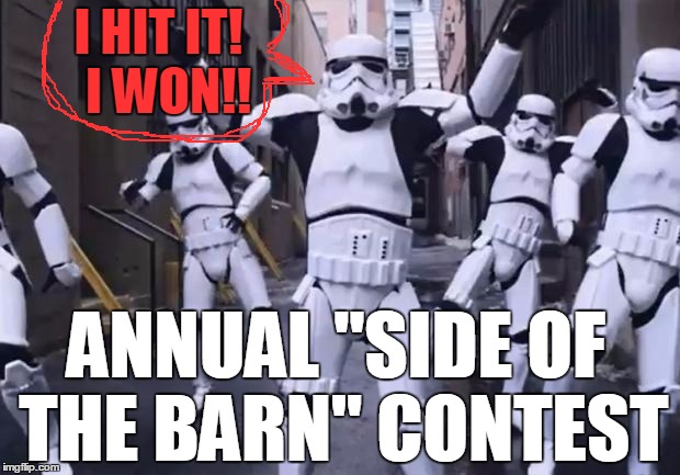 His parents were in attendance,  which made it even better for him | I HIT IT!  I WON!! ANNUAL "SIDE OF THE BARN" CONTEST | image tagged in dancing stormtroopers | made w/ Imgflip meme maker