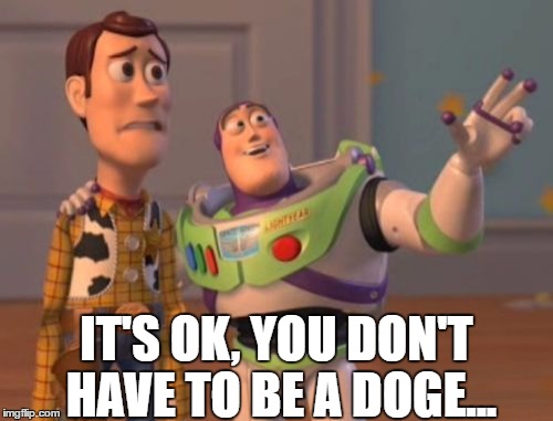 X, X Everywhere | IT'S OK, YOU DON'T HAVE TO BE A DOGE... | image tagged in memes,x x everywhere | made w/ Imgflip meme maker