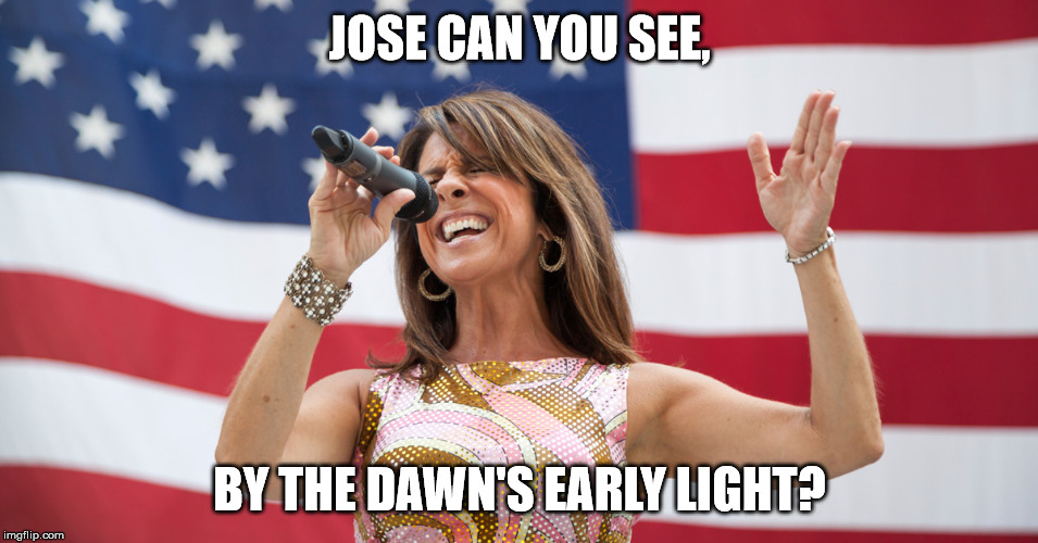 JOSE CAN YOU SEE, BY THE DAWN'S EARLY LIGHT? | image tagged in singing 'murica | made w/ Imgflip meme maker