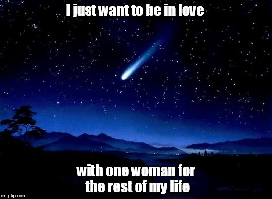 Wish | I just want to be in love; with one woman for the rest of my life | image tagged in wish | made w/ Imgflip meme maker