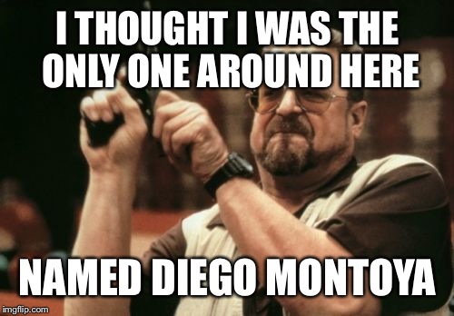 Am I The Only One Around Here Meme | I THOUGHT I WAS THE ONLY ONE AROUND HERE NAMED DIEGO MONTOYA | image tagged in memes,am i the only one around here | made w/ Imgflip meme maker