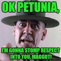 OK PETUNIA, I'M GONNA STOMP RESPECT INTO YOU, MAGGOT! | made w/ Imgflip meme maker