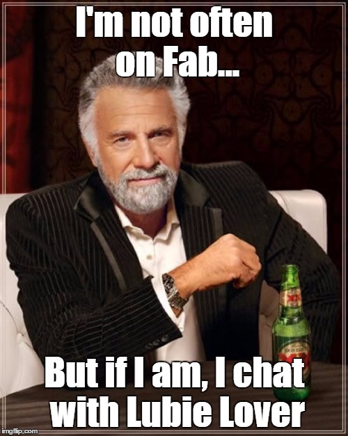 The Most Interesting Man In The World Meme | I'm not often on Fab... But if I am, I chat with Lubie Lover | image tagged in memes,the most interesting man in the world | made w/ Imgflip meme maker