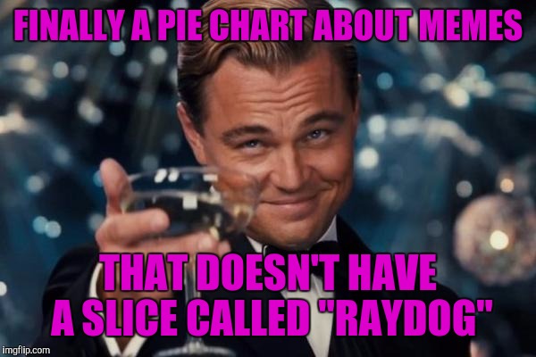 Leonardo Dicaprio Cheers Meme | FINALLY A PIE CHART ABOUT MEMES THAT DOESN'T HAVE A SLICE CALLED "RAYDOG" | image tagged in memes,leonardo dicaprio cheers | made w/ Imgflip meme maker