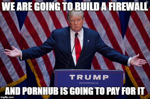 Trump Bruh | WE ARE GOING TO BUILD A FIREWALL AND PORNHUB IS GOING TO PAY FOR IT | image tagged in trump bruh | made w/ Imgflip meme maker